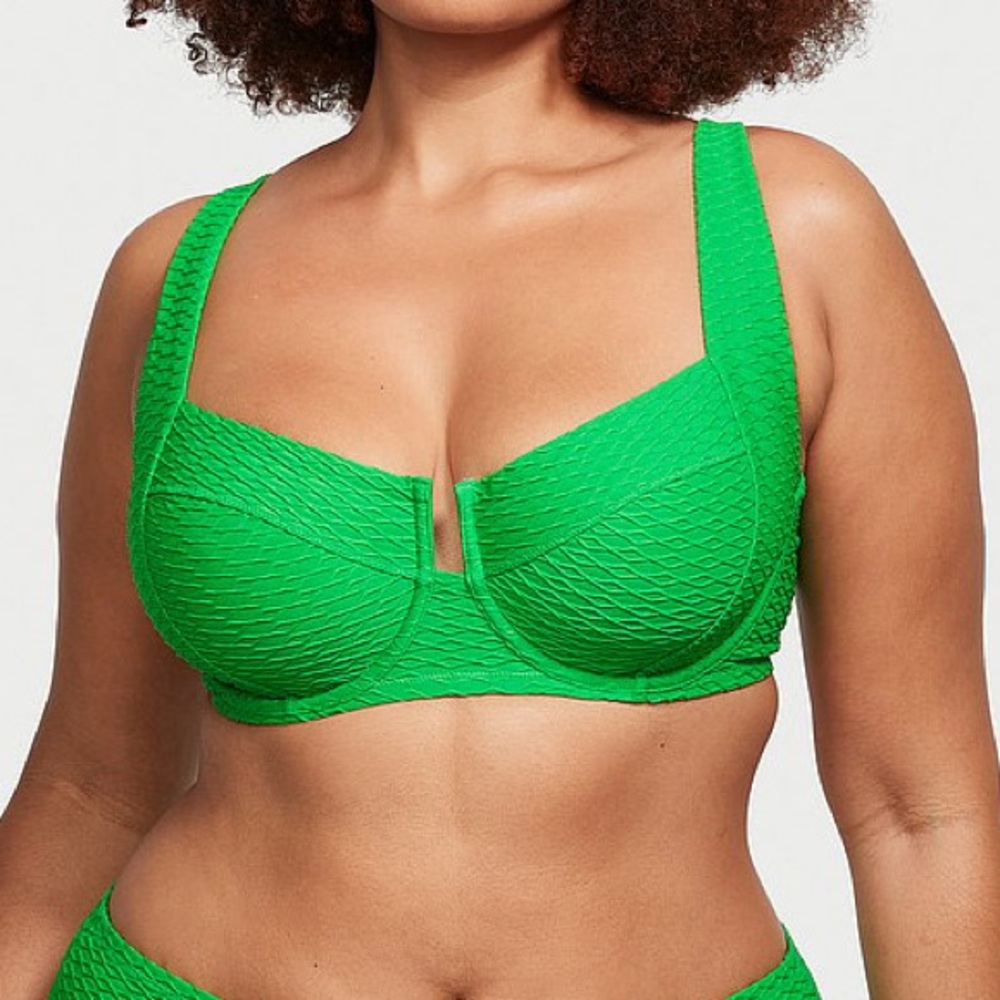 NWT VICTORIA'S SECRET SWIM Full Coverage Bikini Top in Jade Green Size 40DD - Picture 2 of 9